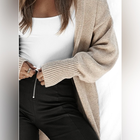 ALL THINGS GOLDEN Signature Cardigan- Beige - Picture 3 of 9